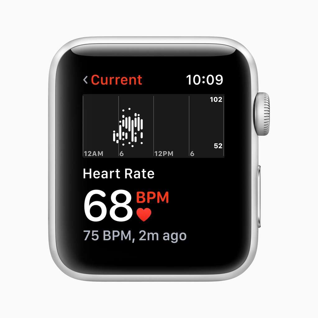 Apple Watch Series 3 GPS, 42mm Silver Aluminium Case with White Sport Band